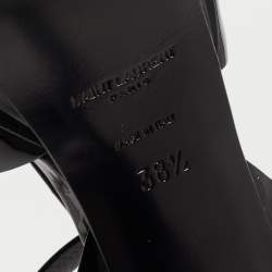 Pre Owned Saint Laurent Paris Black Patent Leather Tribute Sandals Size 38.5