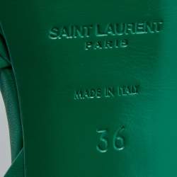 Saint Laurent Green Leather Tribute Platform Sandals Size 36
