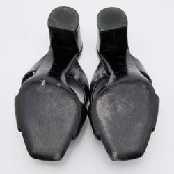 Pre Owned Saint Laurent Black Patent Leather Loulou Cross Strap Slide Sandals Size 36