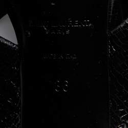 Pre Owned Saint Laurent Black Patent Leather Loulou Cross Strap Slide Sandals Size 36