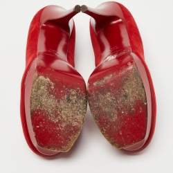 Saint Laurent Red Suede Platform Pumps Size 40.5