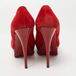 Saint Laurent Red Suede Platform Pumps Size 40.5
