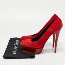 Saint Laurent Red Suede Platform Pumps Size 40.5