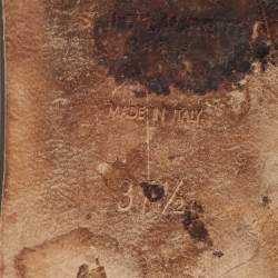 Pre Owned Saint Laurent Paris Grey Patent Tribute Flat Slides Size 37.5