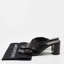Pre Owned Saint Laurent Black leather Loulou Slide Sandals Size 35.5