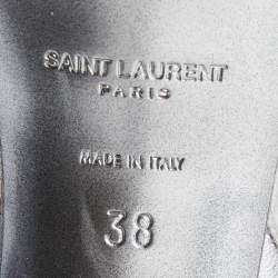 Saint Laurent Silver Leather Tribute Platform Sandals Size 38