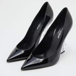 Pre Owned Saint Laurent Black Patent Leather Opyum Pointed Toe Pumps Size 40