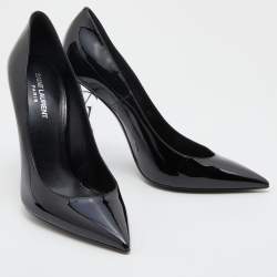 Pre Owned Saint Laurent Black Patent Leather Opyum Pointed Toe Pumps Size 40