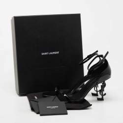 Pre Owned Saint Laurent Paris Black Patent Leather Opyum Sandals Size 39