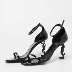 Pre Owned Saint Laurent Paris Black Patent Leather Opyum Sandals Size 39