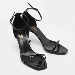 Pre Owned Saint Laurent Paris Black Patent Leather Opyum Sandals Size 39