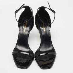 Pre Owned Saint Laurent Paris Black Patent Leather Opyum Sandals Size 39