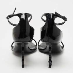 Pre Owned Saint Laurent Paris Black Patent Leather Opyum Sandals Size 39