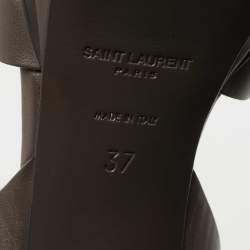 Pre Owned Saint Laurent Grey Leather Tribute Sandals Size 37
