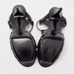 Pre Owned Saint Laurent Black Leather Tribute Sandals Size 40