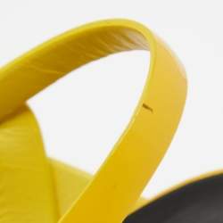 Pre Owned Saint Laurent Mustard Patent Leather Tribute Sandals Size 39