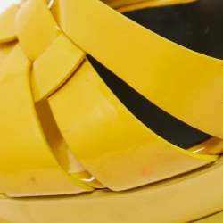 Pre Owned Saint Laurent Mustard Patent Leather Tribute Sandals Size 39