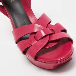 Pre Owned Saint Laurent Pink Leather Tribute Sandals Size 39.5
