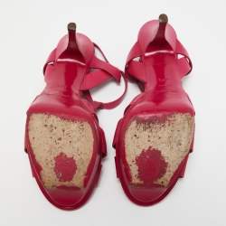Pre Owned Saint Laurent Pink Leather Tribute Sandals Size 39.5