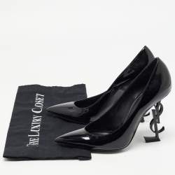 Pre Owned Saint Laurent Black Patent Leather Opyum Pumps Size 38
