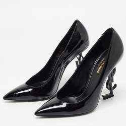 Pre Owned Saint Laurent Black Patent Leather Opyum Pumps Size 38