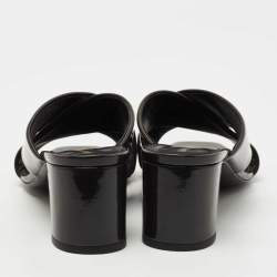 Saint Laurent Dark Grey Patent Leather Loulou Sandals Size 39