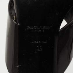 Saint Laurent Dark Grey Patent Leather Loulou Sandals Size 39