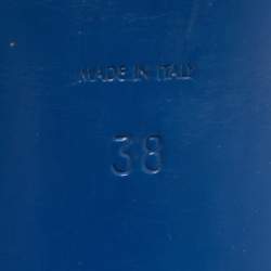 Pre Owned Saint Laurent Blue Patent Leather Tribute Sandals Size 38