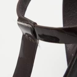 Pre Owned Saint Laurent Paris Burgundy Patent Leather Tribute Sandals Size 38