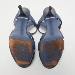Pre Owned Saint Laurent Blue Leather Tribute Sandals Size 39