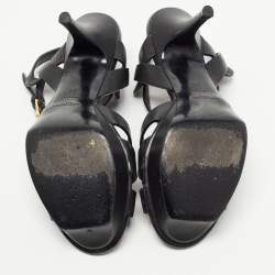 Saint Laurent Black Leather Tribute Sandals Size 38