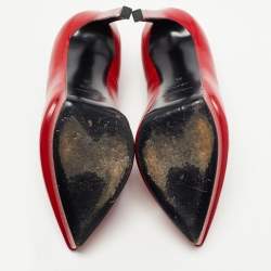 Pre Owned Saint Laurent Red Textured Leather Janis Pumps Size 35