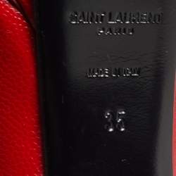 Pre Owned Saint Laurent Red Textured Leather Janis Pumps Size 35