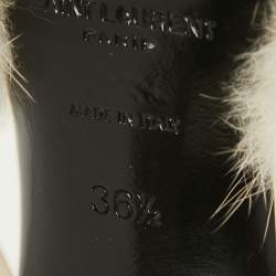 Saint Laurent Off White Mink Fur Roy Slide Sandals Size 36.5