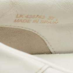 Pre Owned Saint Laurent Paris White/Blue Glitter and Leather Lace Up Sneakers Size 37