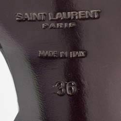 Pre Owned Saint Laurent Burgundy Patent Leather Tribute Sandals Size 36