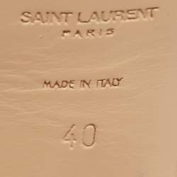 Pre Owned Saint Laurent Beige Croc Embossed Leather Tribute Sandals Size 40