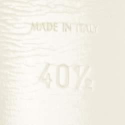 Pre Owned Saint Laurent White Lizard Embossed Leather Tribute Sandals Size 40.5