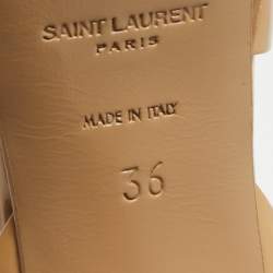 Pre Owned Saint Laurent Paris Beige Patent Leather Tribute Sandals Size 36