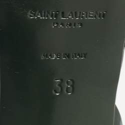 Saint Laurent Paris Green Patent Tribute Sandals Size 38