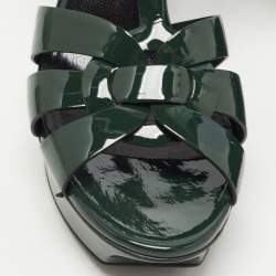 Saint Laurent Paris Green Patent Tribute Sandals Size 38