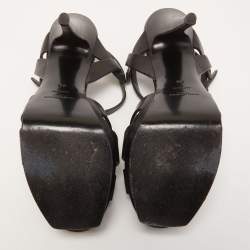 Pre Owned Saint Laurent Black Leather Tribute Sandals Size 40