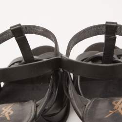 Pre Owned Saint Laurent Black Leather Tribute Sandals Size 40