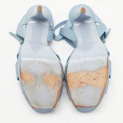 Pre Owned Saint Laurent Light Blue Leather Tribute Sandals Size 40