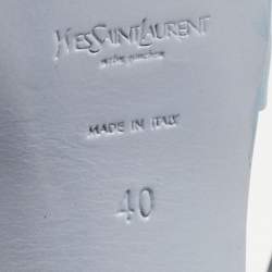 Pre Owned Saint Laurent Light Blue Leather Tribute Sandals Size 40