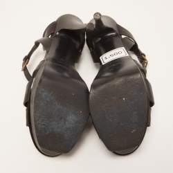 Pre Owned Saint Laurent Black Leather Tribute Sandals Size 39