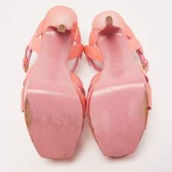 Pre Owned Saint Laurent Pink Patent Leather Tribute Sandals Size 39
