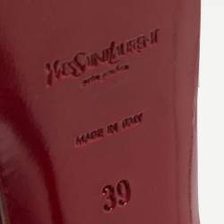 Pre Owned Saint Laurent Dark Red Patent Leather Tribute Sandals Size 39
