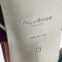 Pre Owned Saint Laurent Multicolor Suede and Leather Tribute Sandals Size 39