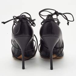 Saint Laurent Black/Metallic Leather Pointed Toe Pumps Size 41